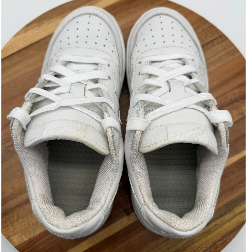 Nike Air Force 1 Low Men's 3Y Women's 4.5‎ Triple White Leather Sneakers 0624